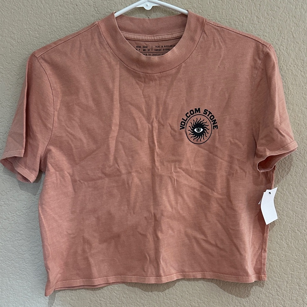 Volcom Stone Dusty Rose Crop Tee Women Size S.